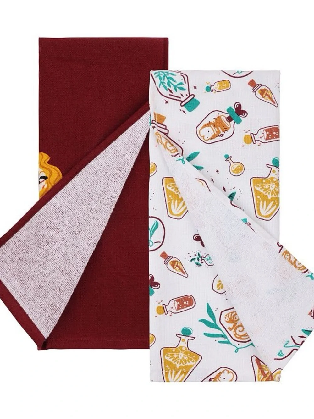 Disney Halloween Witch Spell Kitchen Towels - Burgundy, White & Teal